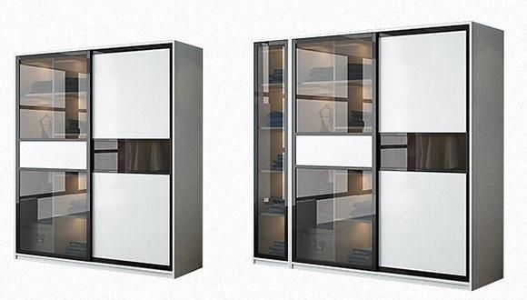 Modern Bedroom Furniture Black Glass Sliding Door Wardrobe