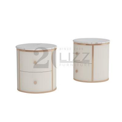 China Factory Wholesale Modern Design Home Furniture Bedroom Set Nightstand with Cylinder Shape