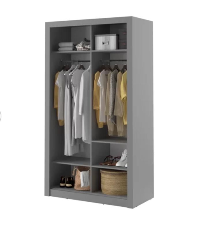 Simple Modern MFC Wooden Grey Bedroom Clothes Storage Wardrobe Design (HF-WB65)