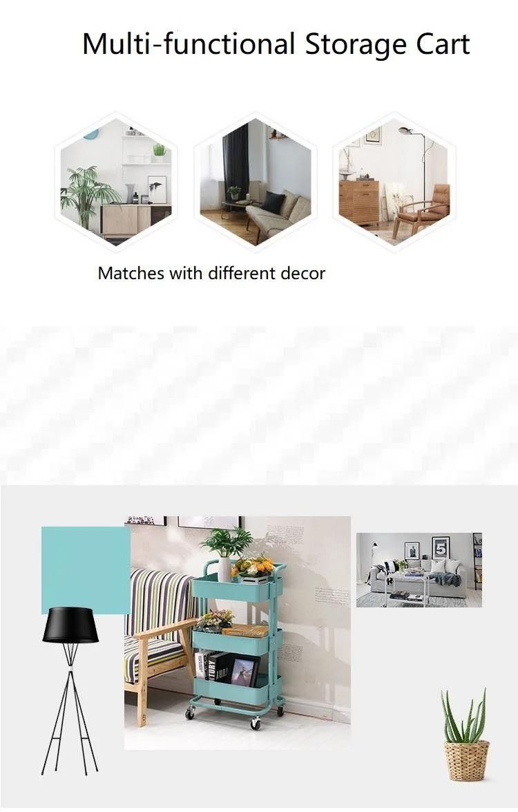 Steel Metal Food Cart Vegetable Rack Trolley Storage Kitchen