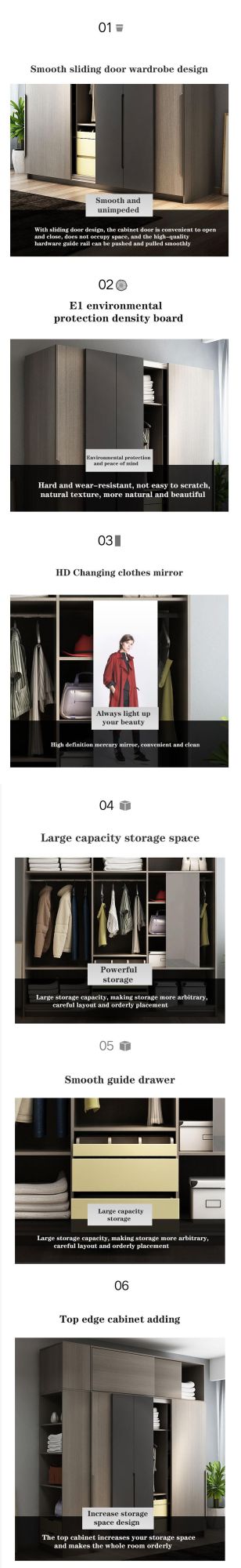 High Quality Wooden Modern Wooden Furniture Wardrobe for Hotel with 3 Year Warranty