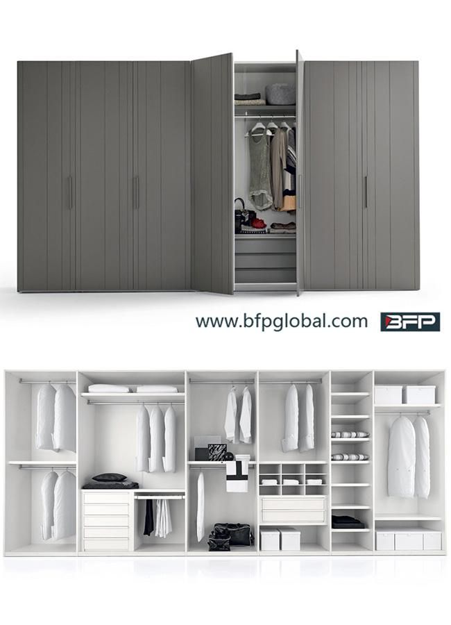 Modern Grey Wardrobe Customized Closet Melamine Bedroom Furniture
