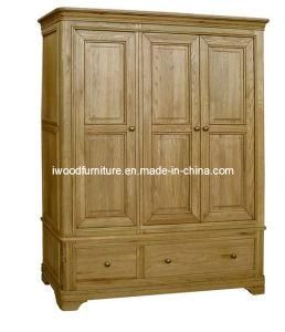 Solid Oak Triple Wardrobe with Drawers