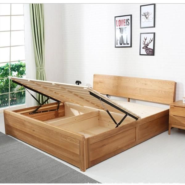 High Box Bed Solid Wood Double Bed Storage Bed