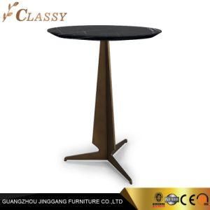 Modern Round Marble Corner Table Side Table with Golden Metal Stainless Steel Base