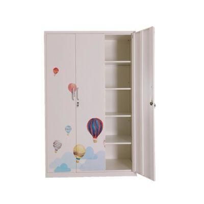Modern Home Furniture Kids Metal Steel Bedroom Wardrobe with Pattern