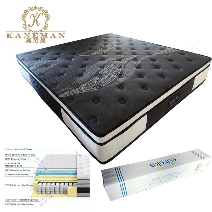 Bamboo Charcoal Health Sleeping Natural Latex Pocket Spring Mattress Roll in a Box