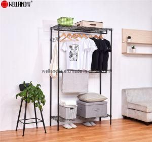 Cheap Metal Wire Closet Shelf Bedroom Black Epoxy Coated Adjustable Wardrobe Manufactures Direct