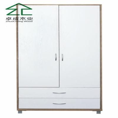 White Double Door Double Draw Closet with Handle