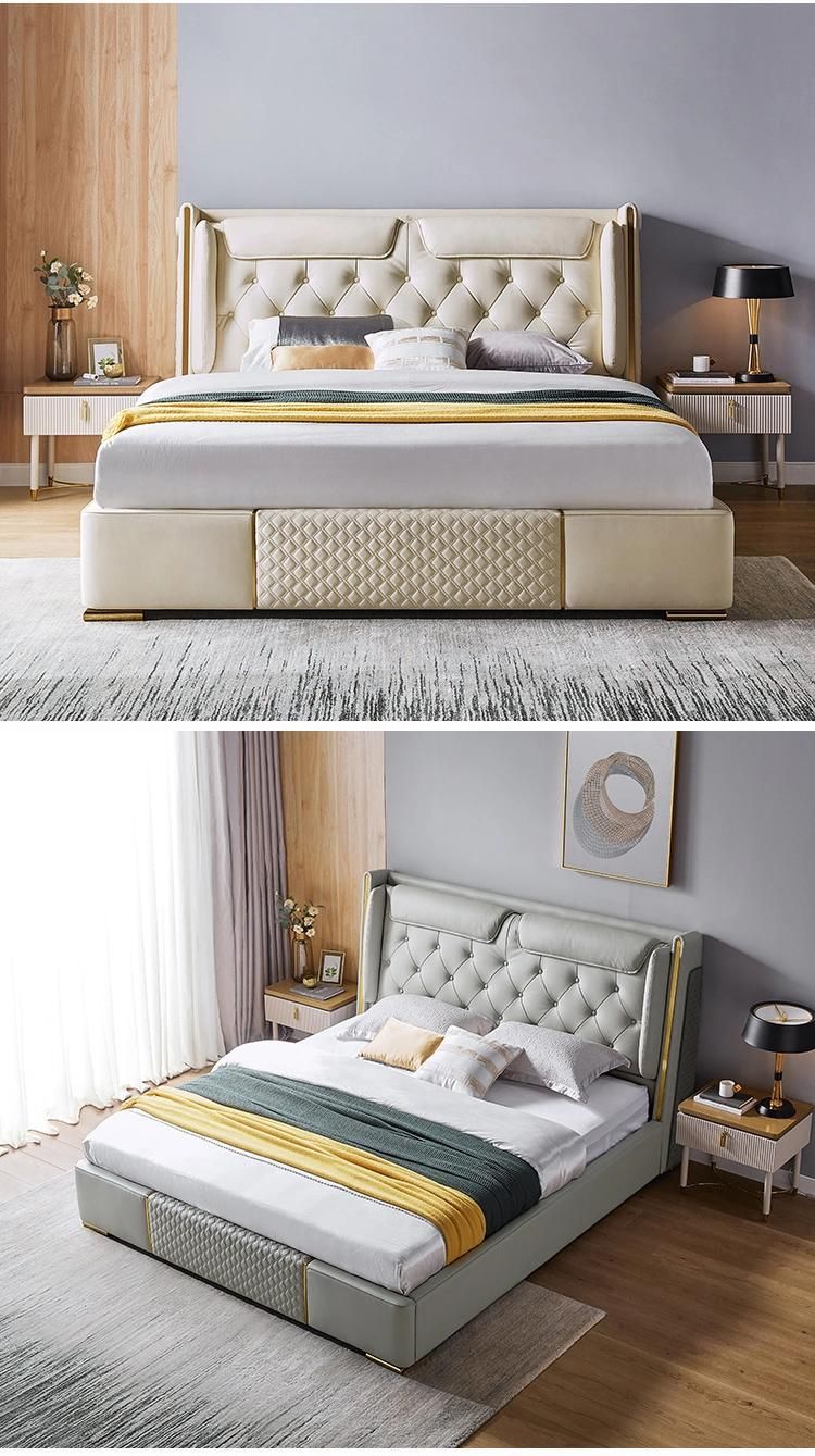 Linsy Modern Luxury Upholstered Leather Double Bed R305