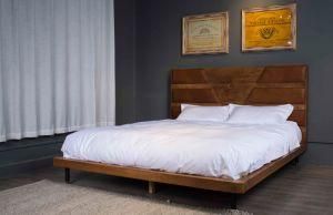 Wood Bedframe for European and American with Leather