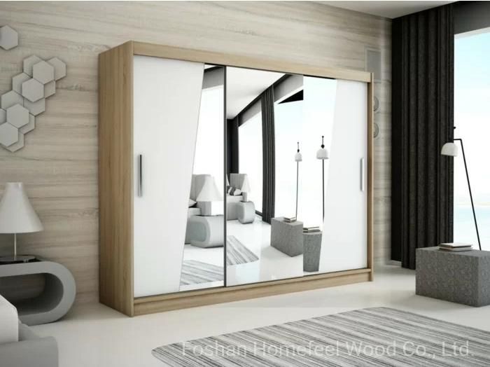 Modern Space Saving Clothes Storage Sliding Door Bedroom Furniture Wooden Wardrobe (HF-WB17)