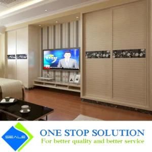 Modular Home Furniture Warm White Wave Sliding Door Wardrobes (ZY 2063)