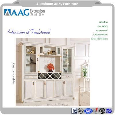European Style Aluminium Profile Wood Grain Kitchen Cabinet