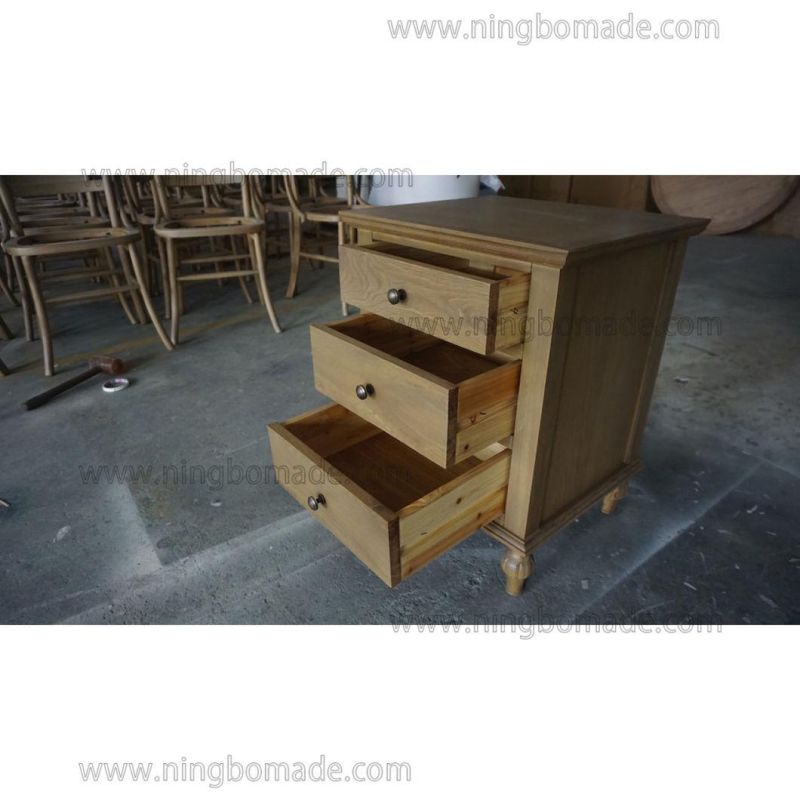 Vintage Provincial Rustic Furniture Aged Grey Oak Bedside Table