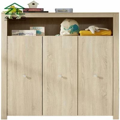 Oak Color 3 Doors Child Wardrobe with Handle and Hinge