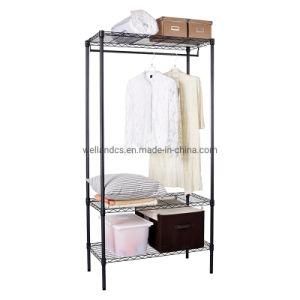 Multi-Functional Epoxy Black DIY Furniture Metal Wardrobe Garment Rack