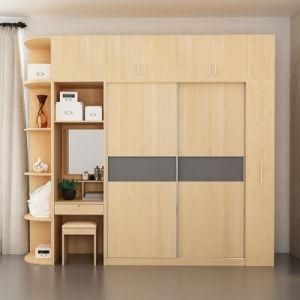 Walk in Affordable High Glossy Finish Wardrobe Almirah with Dressing Table and Mirror and Sliding Closet Door Design