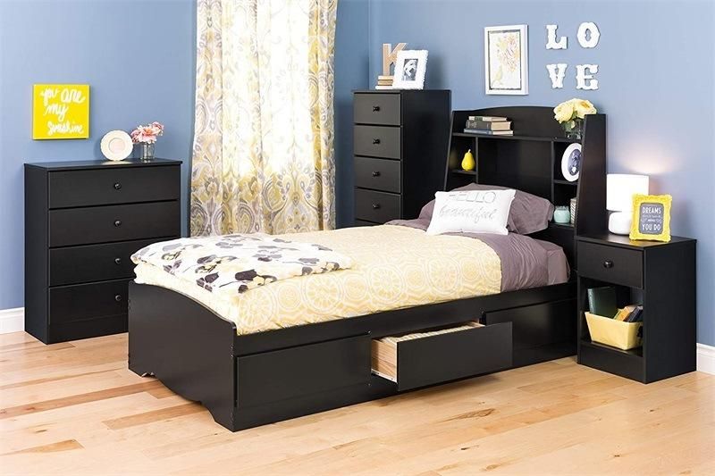 Black Wooden Cabinet with 4 Drawer Dresser