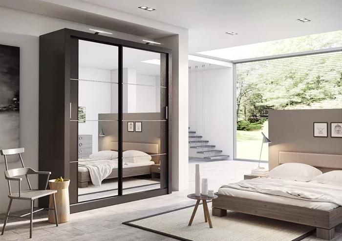 Modern Bedroom Sliding Door Wardrobe with Mirror