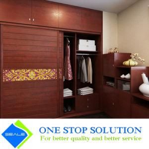 Red Wood Color Sliding Door Bedroom Furniture Wardrobe Closets (ZY 2009)