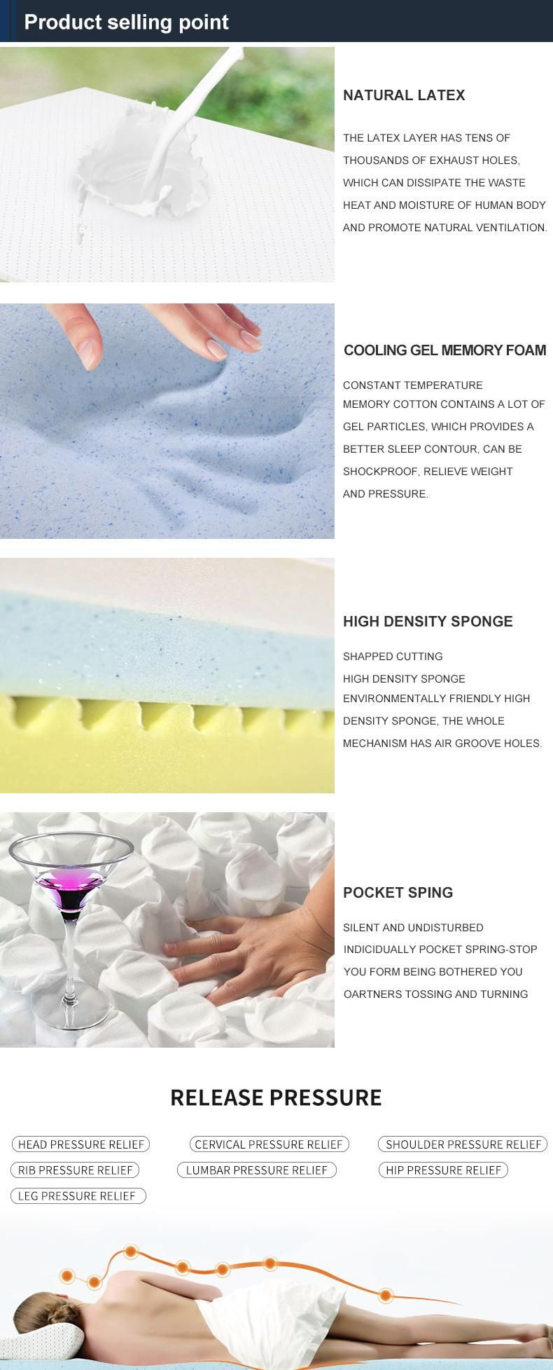Most Popular 30cm 12inch Colchon Vacuum Roll up Cooling Gel Memory Foam Pocket Spring Mattress in a Box