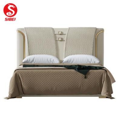 Chinese Modern Hotel Home Living Room MDF Wooden King Bed Bedroom Sofa Furniture