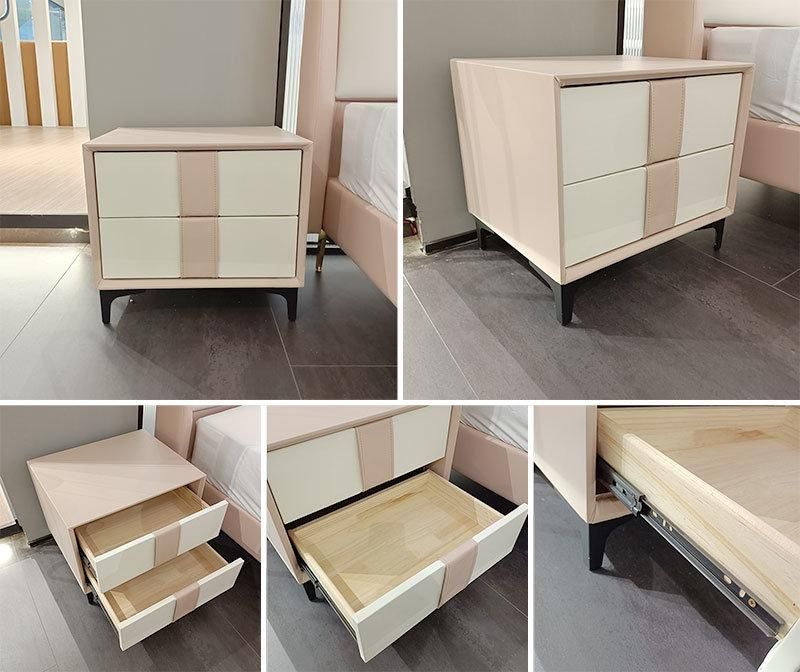 Small Plating Gold Trim and Drawer 2 Layer Drawers Bedside Cupboard