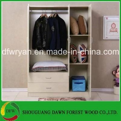 Three Doors and Two Drawer Melamine Wardrobe