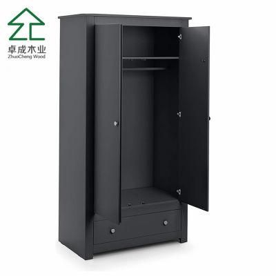 Black Color MDF Faced Melamine Door Wardrobe
