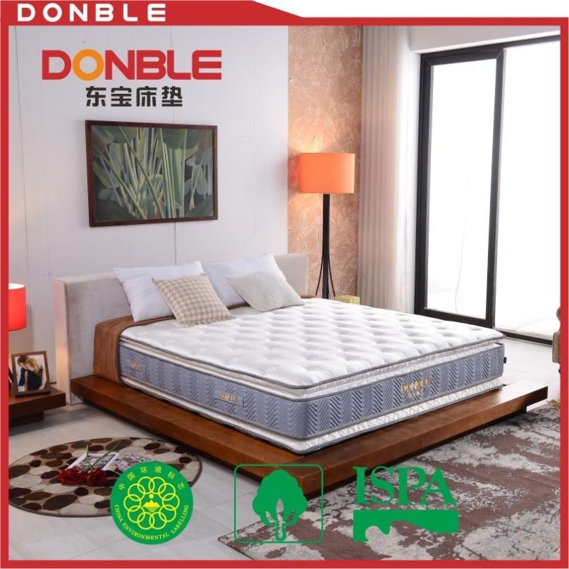 Hot Sale Sleep Well Home and Hotel Use Double Pillow Top Spring Mattress with Elegant Cover