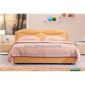 Luxury Genuine Leather Bed (T-07906)