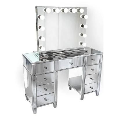 Manufacturer Customized Modern Mirrored Dressing Table with Mirror and Stool