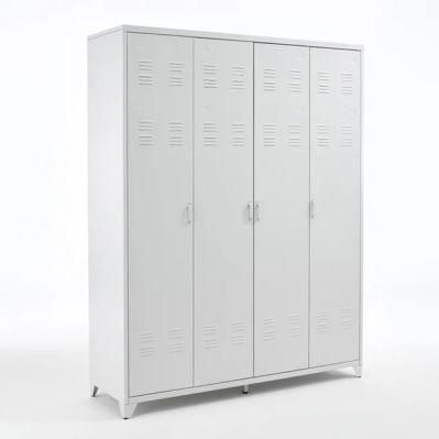 Hot Sale 4 Door Locker Metal Lockers Steel Wardrobe with Shelf and Holes