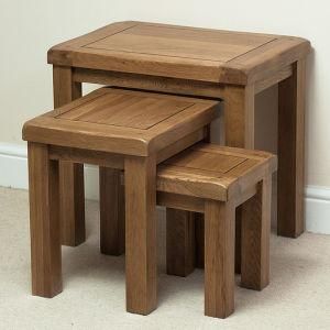 Wooden Bedroom Furniture, Oak Nest of 3 Tables