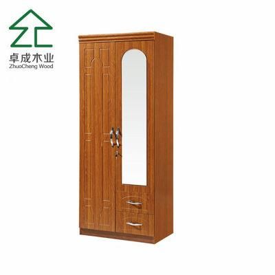 MDF Faced PVC Two Doors Wardrobe with Mirror