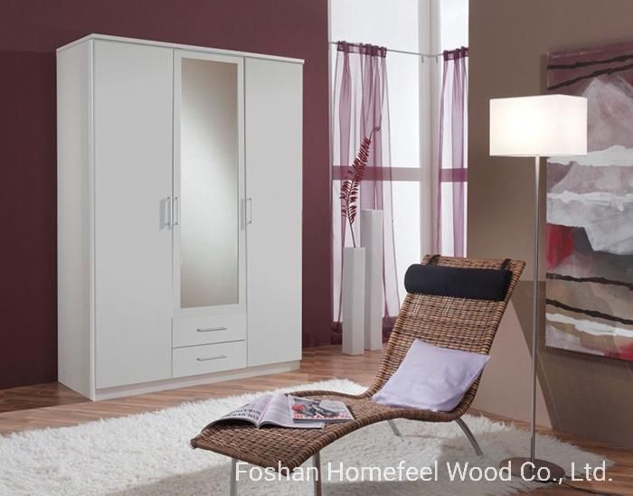 MDF Wooden 2 Door Mirrored Combi Bedroom Wardrobe (HF-WB0226021)