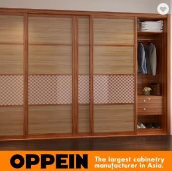 Oppein Walnut Brown Wooden Cabinet Guest Wardrobe