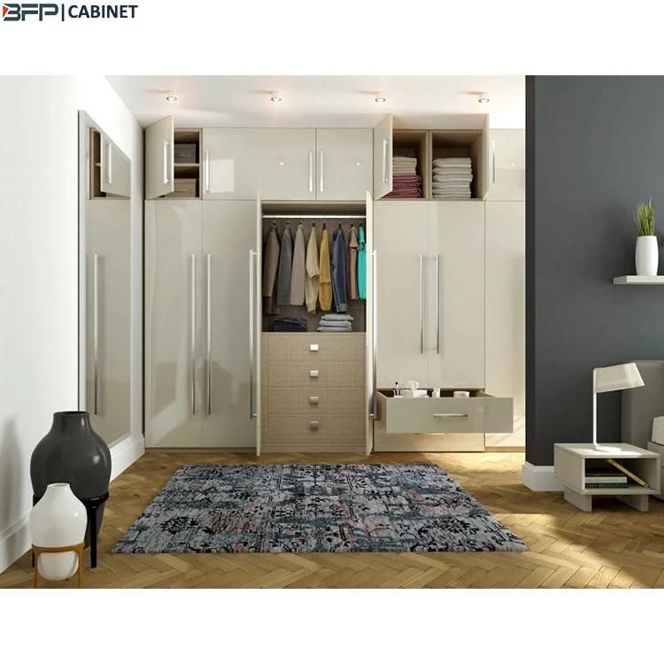 Luxury White MDF Wooden Custom Walk in Wardrobe