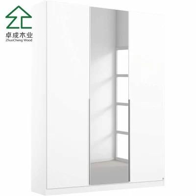 Withe Color MDF Faced Melamine Door Wardrobe with Mirror