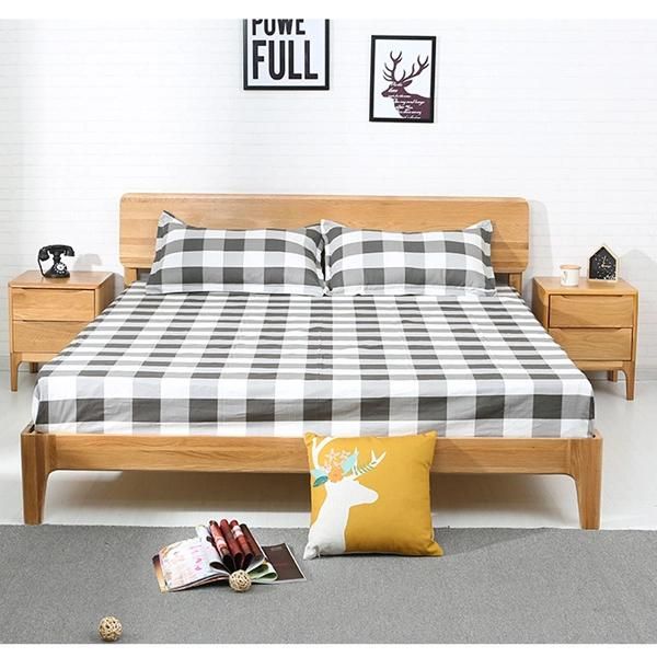 White Oak Multifunctional Double Bed Solid Wood Bedroom Bed