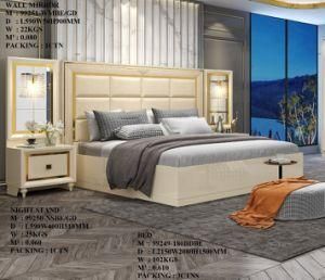 stainless steel king Modern bedroom furniture.set high headboard wall bed furniture
