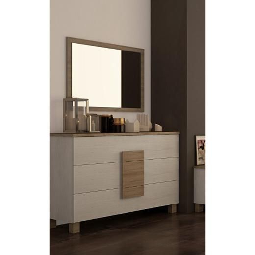 Nova Simple Style Bedroom Furniture Glossy Melamine Finish Dresser with Mirror