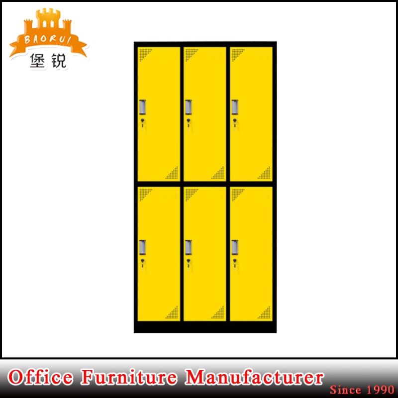 Jas-028 6 Door Galvanized Rust Resistant Metal Clothes Wardrobe with Shelf