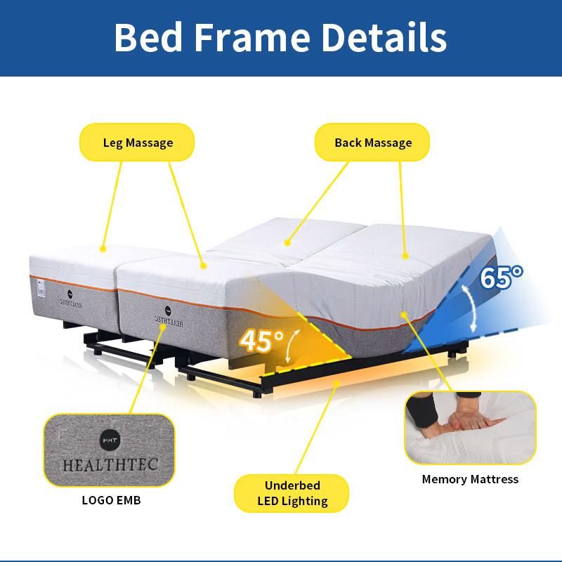 Healthtec Customize Bed Furniture Head up & Leg up Simple Adjustable Bed Frame