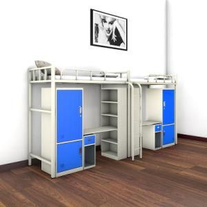 School Dormitory Steel Bunk Bed Frame Steel Metal Double Beds with Wardrobe and Desk