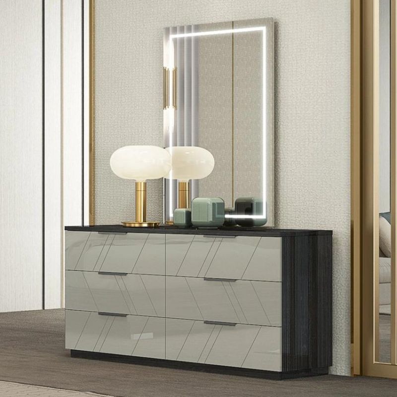 Nova Modern Bedroom Set in Grey Lacquer Finish Bedroom Series