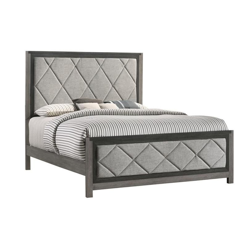 Nova American Style Gray Wood and Upholstered King / Queen Bed