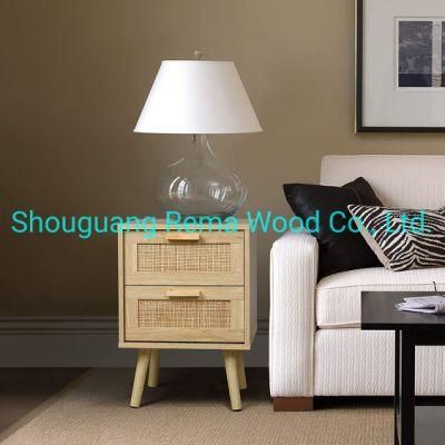 Hot Selling Rattan Bedside Table End Table Nightstand for Living Room Bedroom