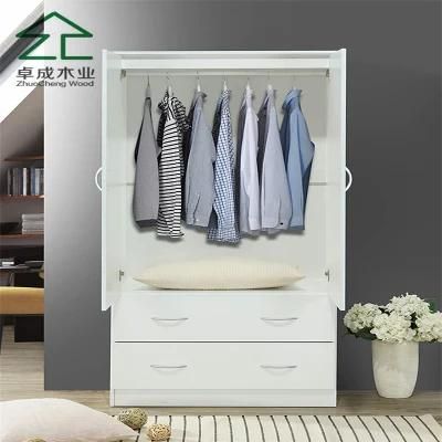 White Color Two Door Wardrobe with Hinge